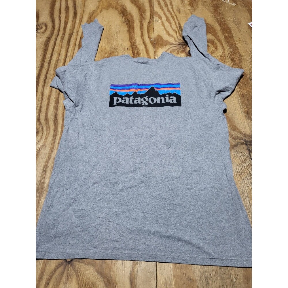 Patagonia Long Sleeve Graphic T-Shirt Cotton Crewneck Gray Men XL @K2